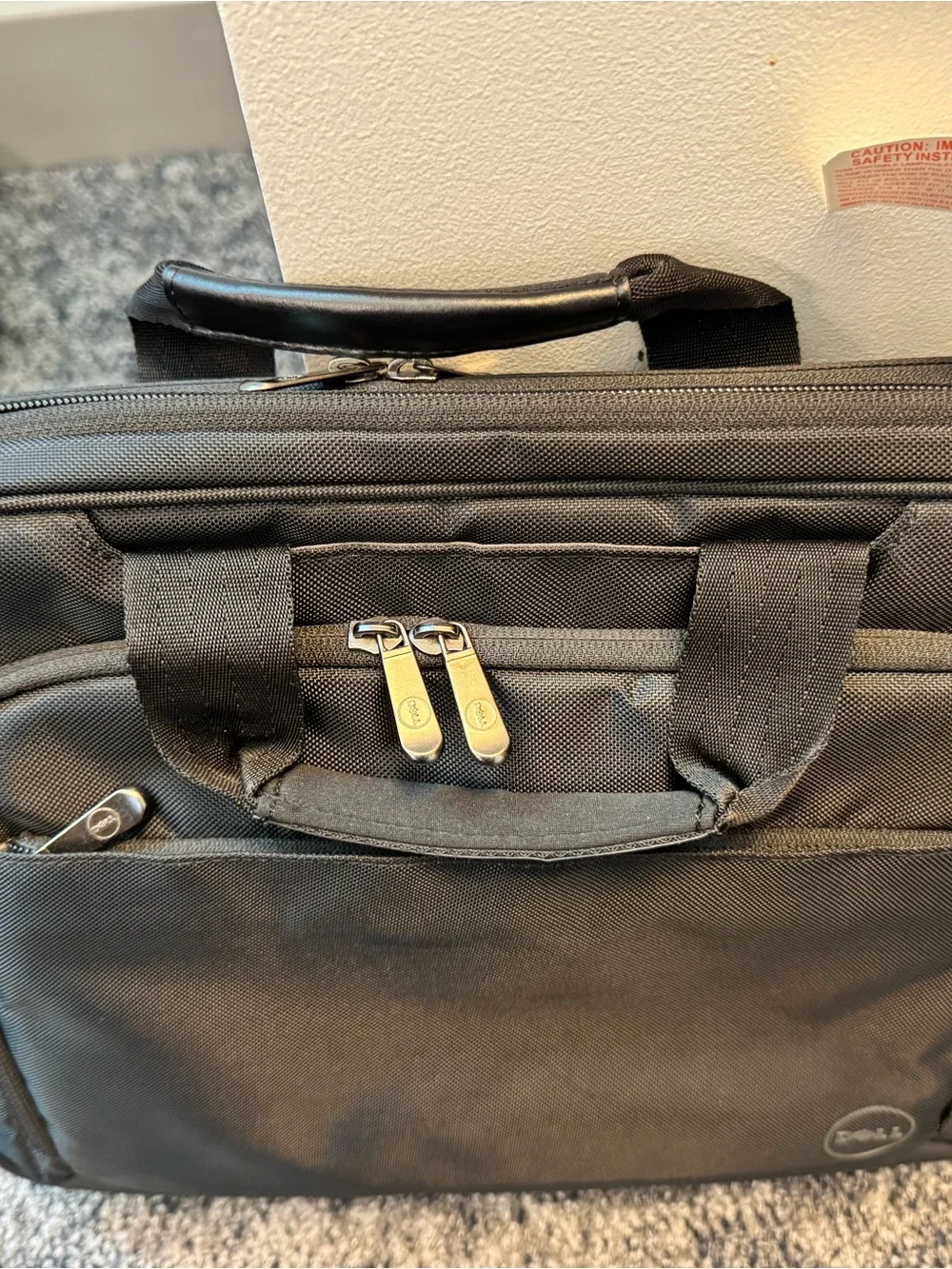 Dell Black Laptop Briefcase with Front Pocket and Dual Zippers (Reworded)
